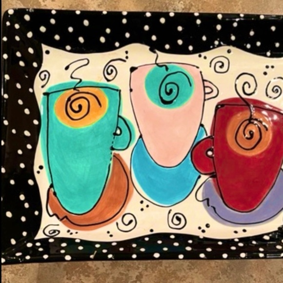 Joanne Delomba POP ART Ceramic Tray~Size 15.5”L x 9.25”W x 3” H~Rare - Picture 4 of 5